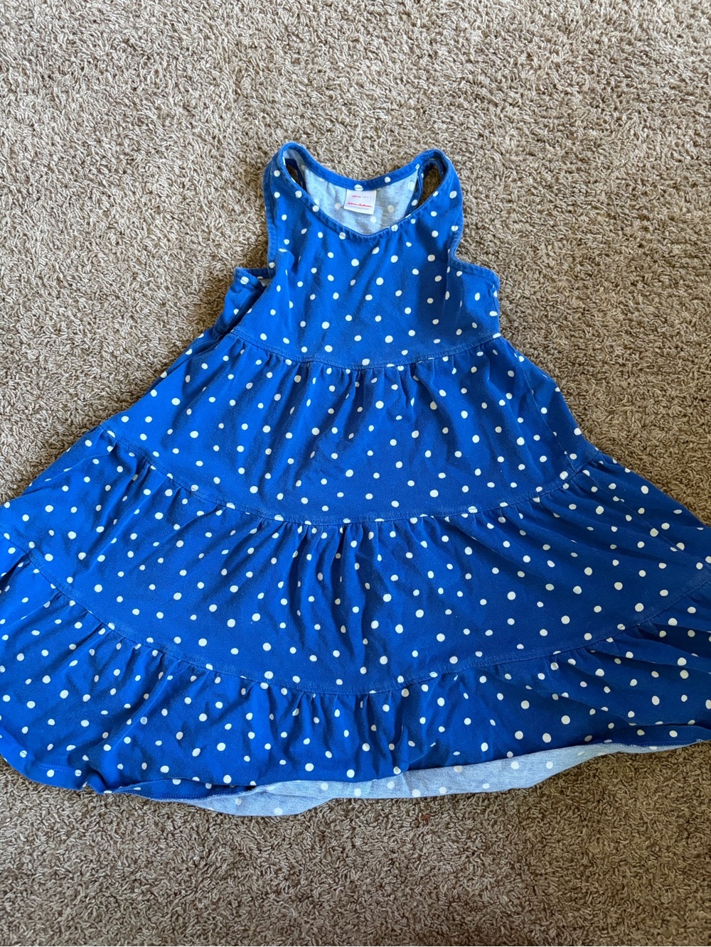 Hanna Andersson Royal Blue Sleeveless Polka Dot Tiered Dress